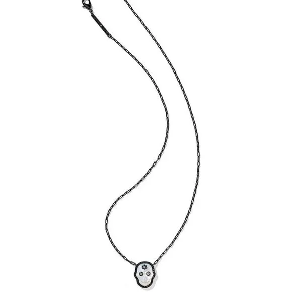 NWT Kendra Scott Skeleton Gunmetal Necklace NEW Halloween Skull Holiday Goth - Picture 2 of 3